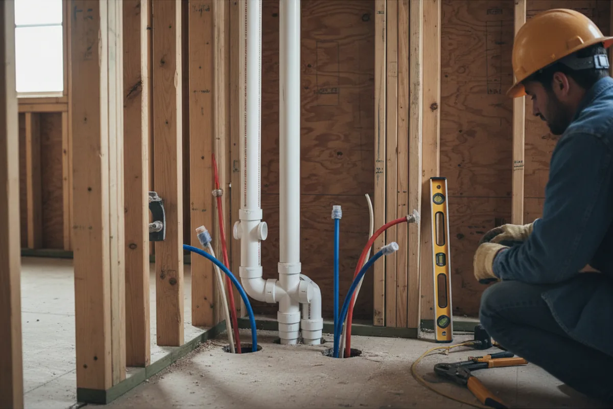 Drain and supply rough-in during Drain Cleaning in Water Valley