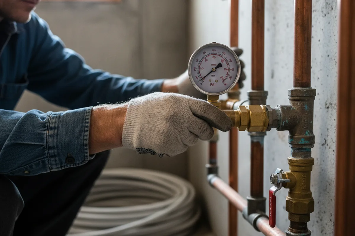 Pressure testing a repaired line during Water Line Repair in Water Valley